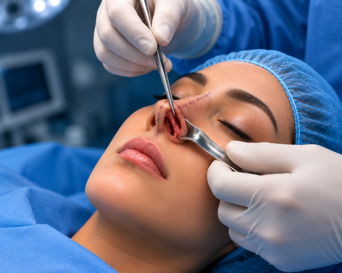 Surgeon consulting a patient about Deviated Nose Correction